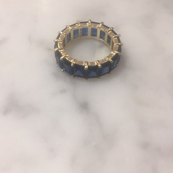 Blue Color Ring Sterling Silver Gold Plated - Picture 3 of 4